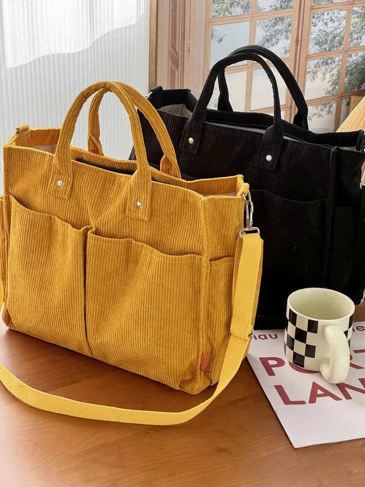 Warm Corduroy Tote Bag – Spacious Shoulder & Crossbody Bag Corduroy Tote Bag Richie's