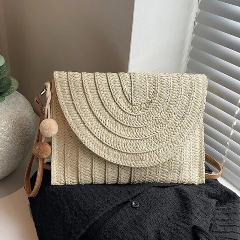 Women's Straw Wicker Crossbody Bag – Summer Beach Clutch Purse Straw Crossbody Bag Richie's