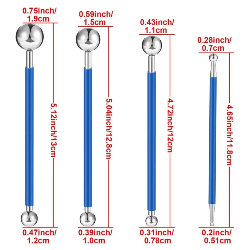 4-Piece Ball Stylus Set – 8 Sizes for Tile Grout & Clay Tile & Clay Stylus Set Richie's