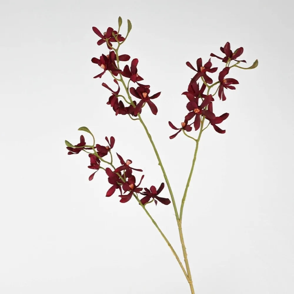 73cm Faux Butterfly Orchid Artificial Flower 3 Fork Stem Artificial Flower Stem Richie's Red