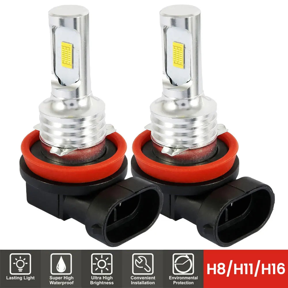 ODOMY 100W LED Fog Light Bulbs H8 H11 H16 6000K White 2PCS LED Fog Light Bulbs Richie's 2PCS