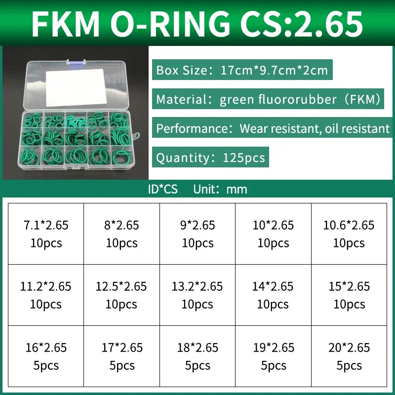NBR Silicone FKM O-Ring Repair Kit – 1.8mm & 2.65mm Gasket Set O-Ring Repair Kit Richie's 91-FG-BW125M