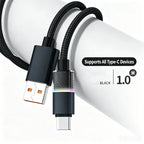 100W Fast Charging Braided USB-A to USB-C Cable 0.3m USB Charging Cable Richie's Black 1m