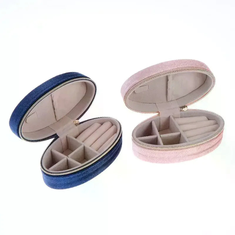 Mini Velvet Oval Jewelry Box – Portable Ring & Earring Case Velvet Jewelry Box Richie's
