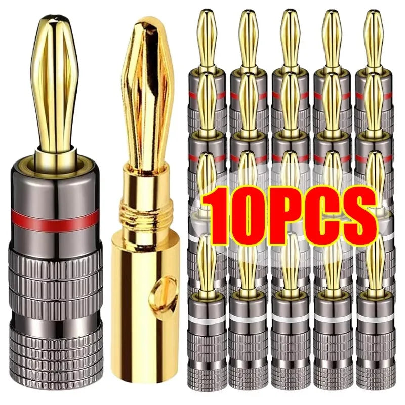 Gold-Plated 4mm Banana Plugs Solder-Free Screw Lock | FUCHU Audio Banana Plug Richie's