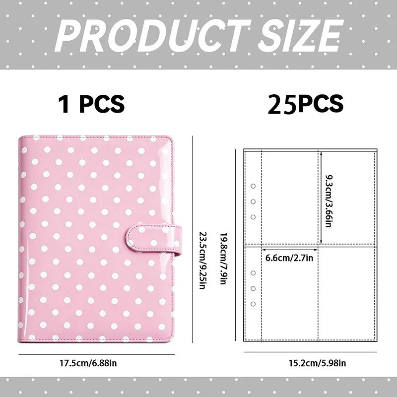 PU Leather 6-Ring Binder Magnetic Closure & Photo Card Sleeves Ring Binder Organizer Richie's