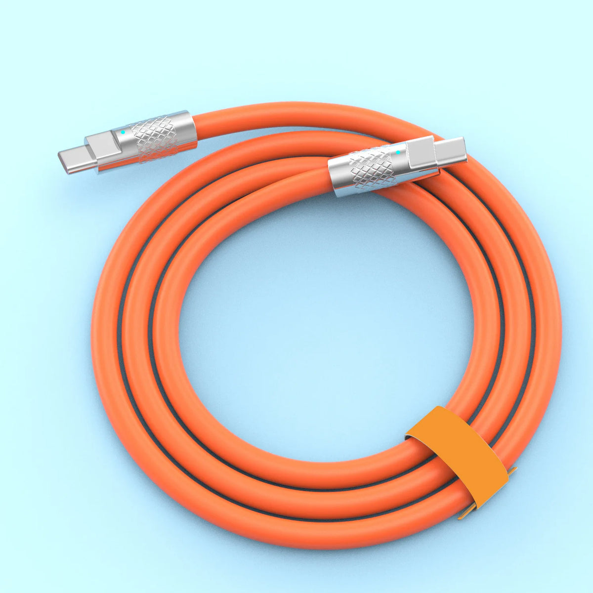 120W USB-C to USB-C Fast Charging Cable with LED Indicator USB-C Charging Cable Richie's Orange 2m