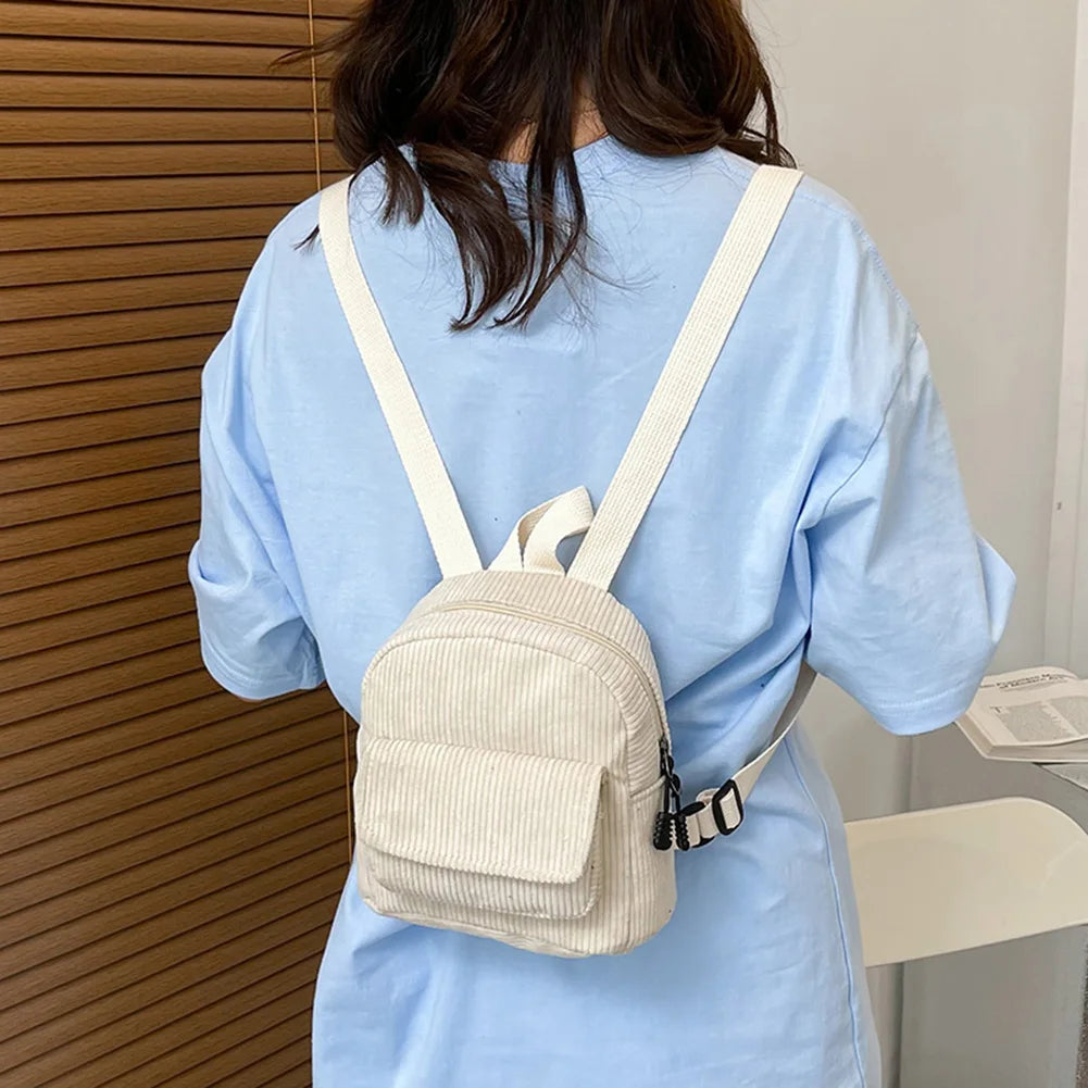 Women's Mini Corduroy Backpack – Casual Small Travel Bag Mini Backpack Richie's