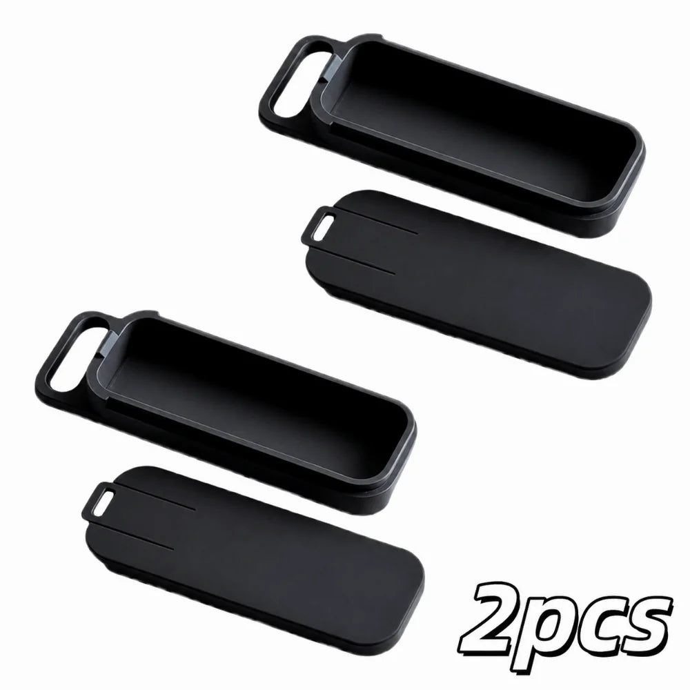 2pcs Mini Plastic Storage Box Sliding Lid & Handle Mini Storage Box Richie's Black