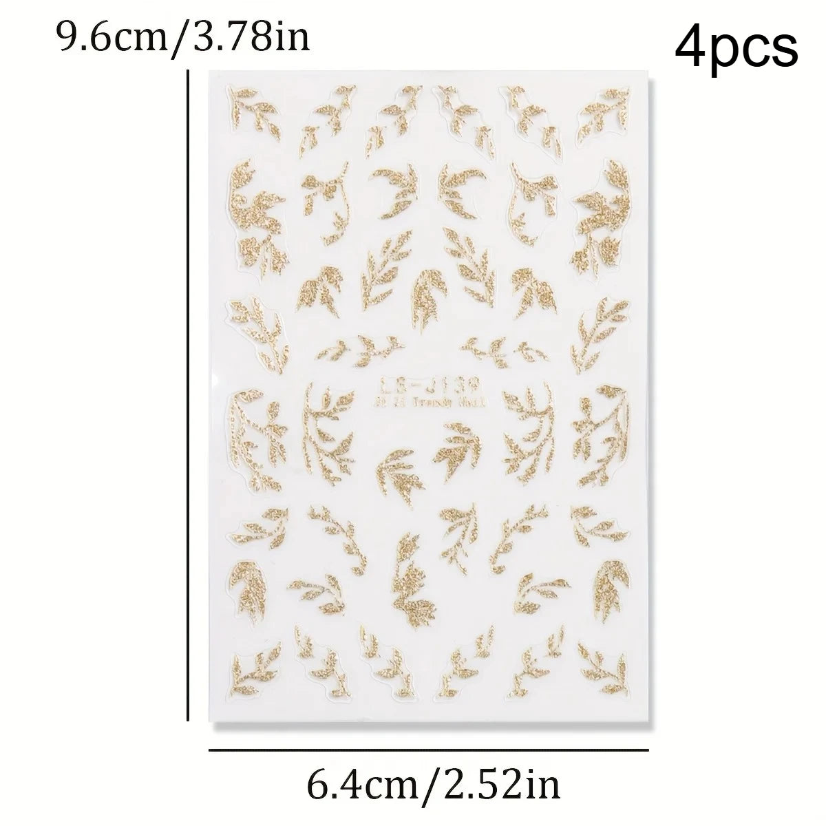 Gold Leaf Nail Art Stickers – 4 Sheets Glitter Floral Decals Nail Art Stickers Richie's 4pcs