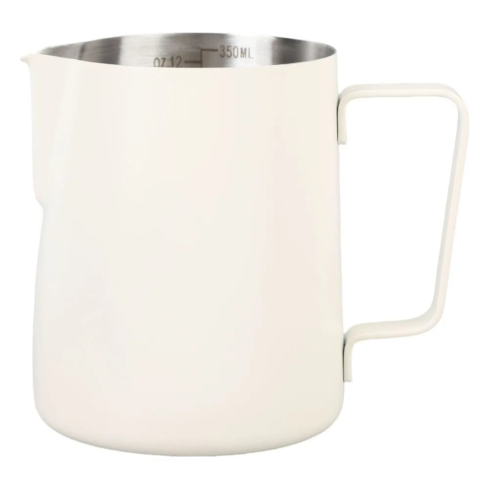 304 Stainless Steel Milk Frothing Pitcher – Latte Art Cup 350ml Milk Frothing Pitcher Richie's 350ml White