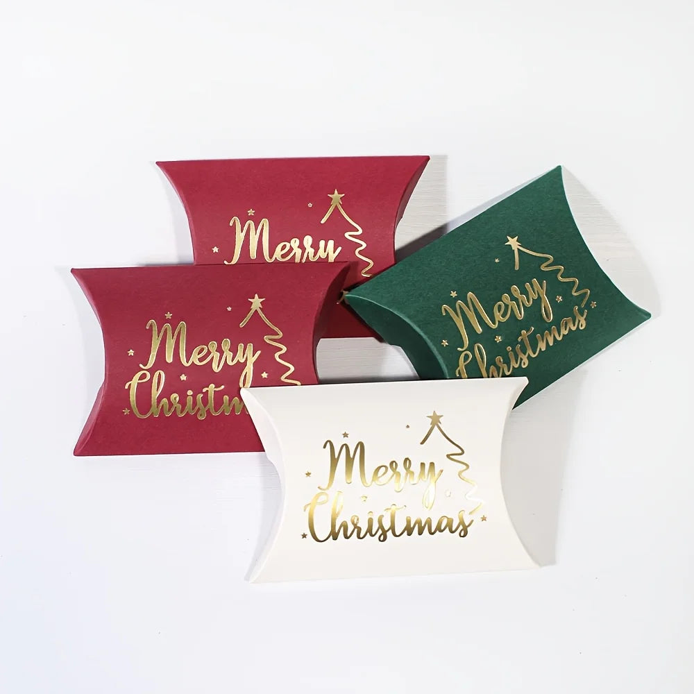 10pcs Golden Foil Christmas Pillow Gift Boxes – Small Wrap Gift Pillow Boxes Richie's