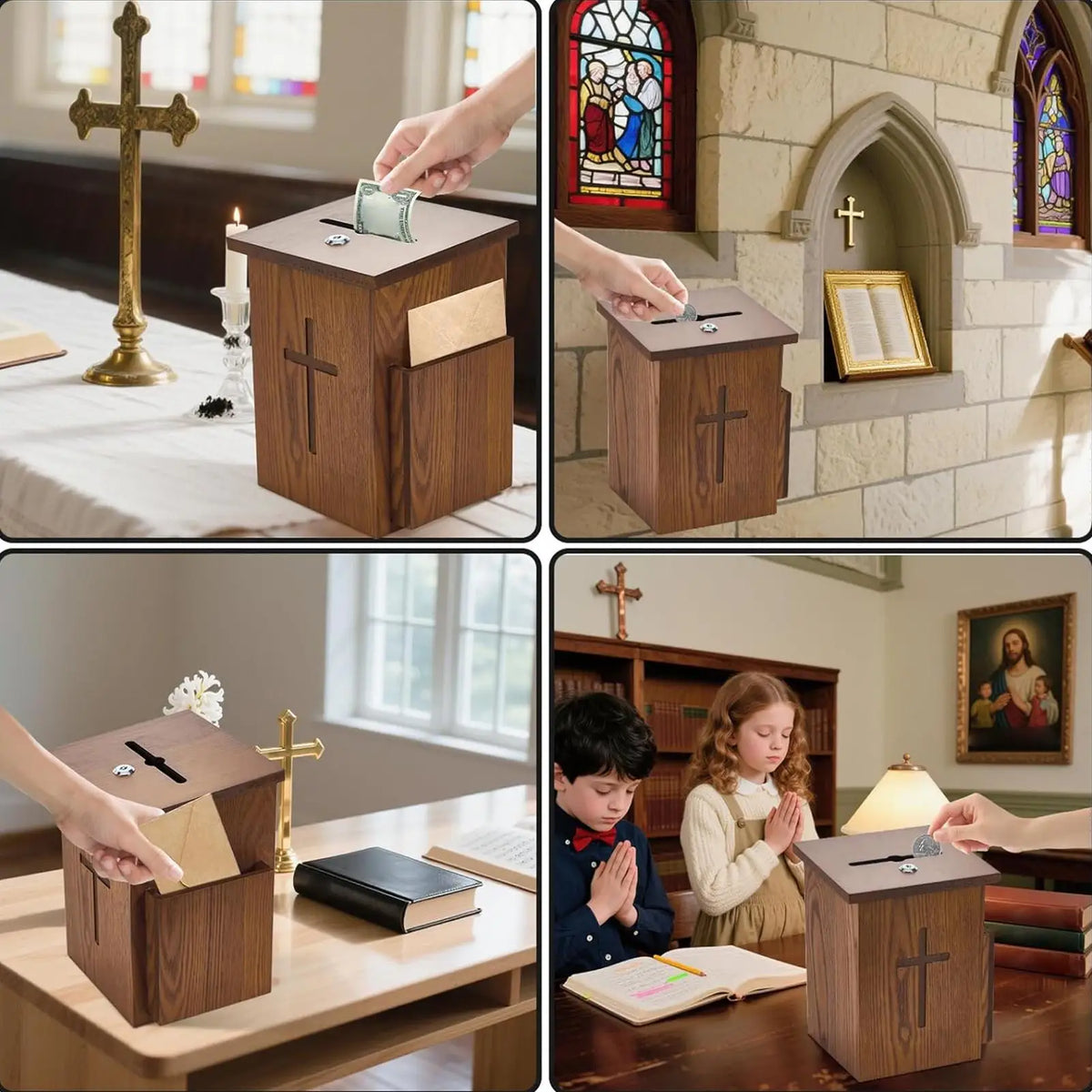 Wooden Lockable Offering Box – Wall Mounted Church Donation Box Church Offering Box Richie's Default Title