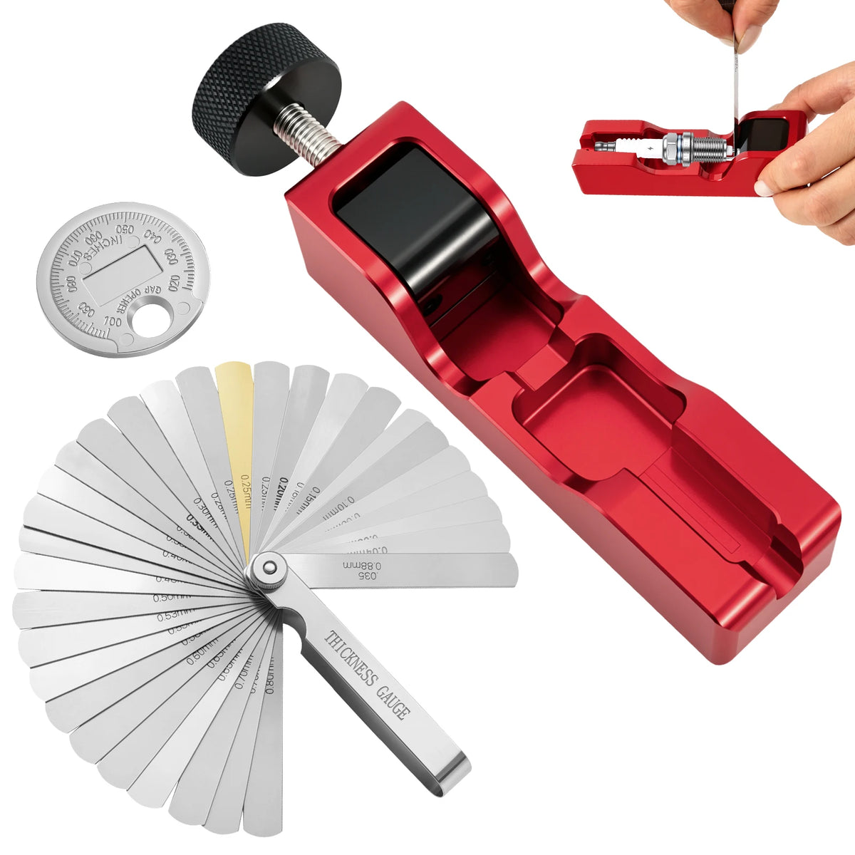Universal Spark Plug Gap Tool Kit – 32 Blade Feeler Gauge Spark Plug Gap Tool Richie's