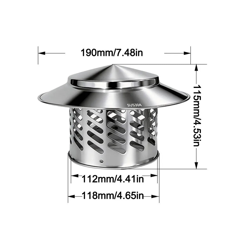 Stainless Steel Chimney Cap 80–200mm Rainproof Vent Cover Chimney Vent Cap Richie's 110