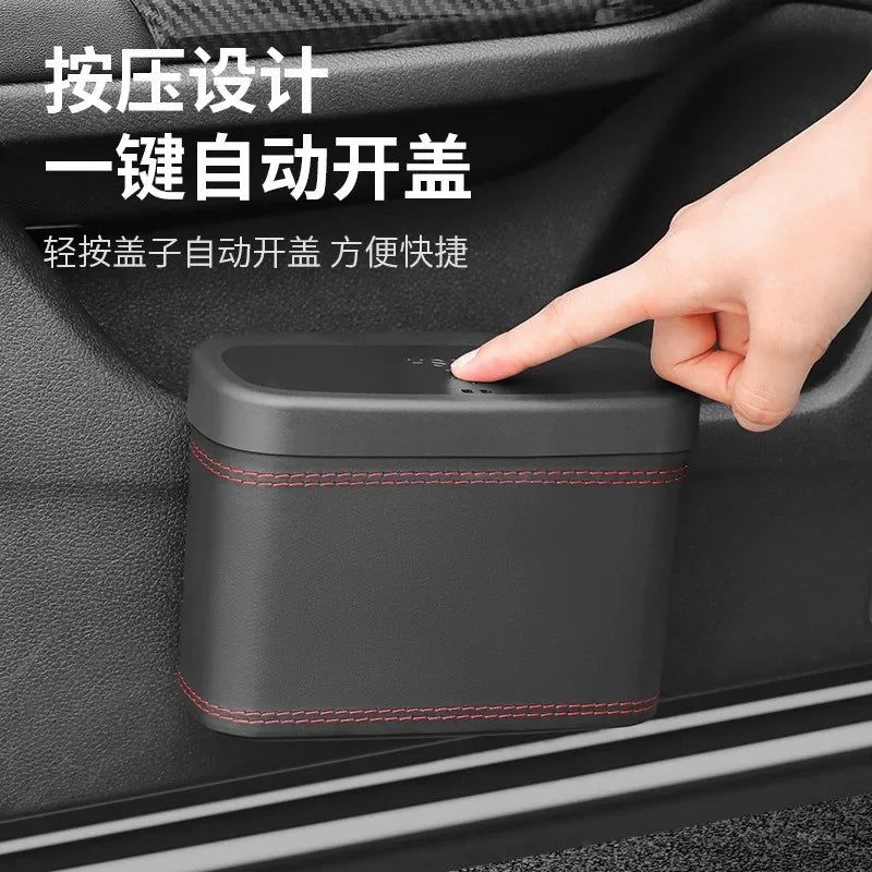 Hanging Car Trash Bin Square PU Leather Waterproof Waste Can Car Trash Bin Richie's