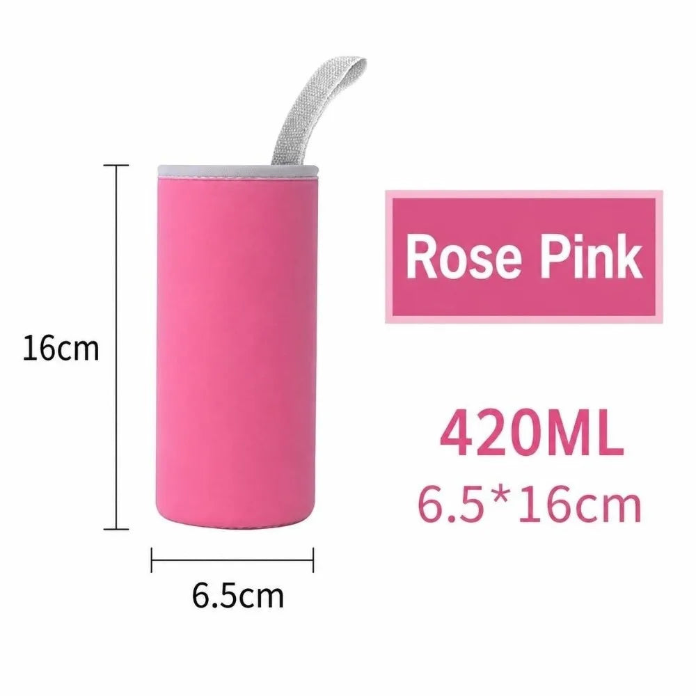 Neoprene Water Bottle Sleeve with Handle – 420/550ml Bottle Sleeve Richie's Rose Pink 420ml