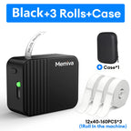 Memiva A1 Wireless Bluetooth Label Printer – iOS & Android Wireless Label Printer Richie's Black 3Rolls Case USB Type-C