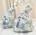 Chinese Style Tassel Knot Wrist Bag with Flower Pendant Wrist Bag Pouch Richie's Blue Without flowers