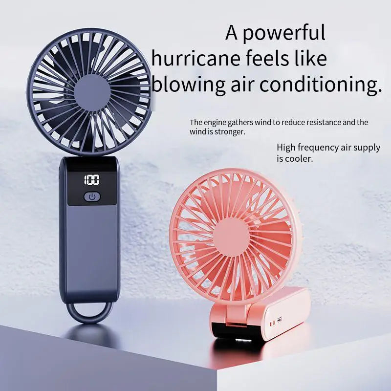 Foldable Handheld Fan USB-C Rechargeable LED Display 5-Speed Handheld Portable Fan Richie's