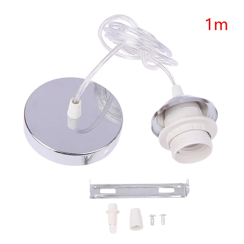 Retro E27 Pendant Lamp Holder Socket with Hanging Wire 1m/1.5m Pendant Lamp Holder Richie's 100cm Silver