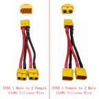2Pcs XT60 Parallel Y Splitter 12/14AWG Silicone Wire RC Drone RC Power Connector Richie's