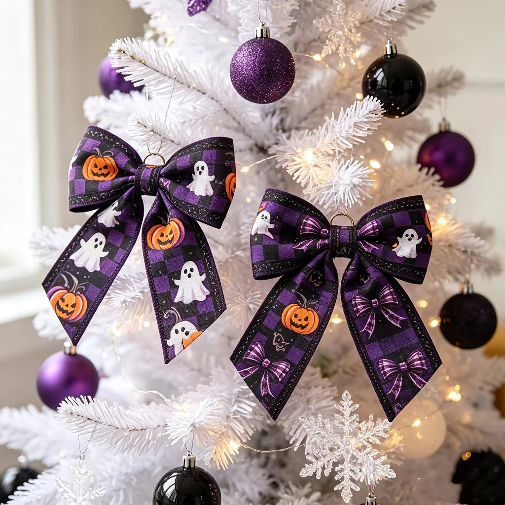 2pcs Purple Halloween Plaid Wire Wreath Ribbon – DIY Bows Craft Wreath Ribbon Richie's