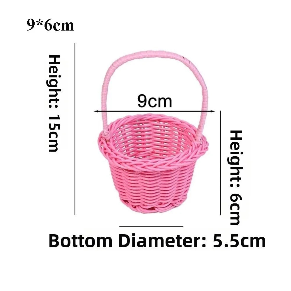 Handmade Round Wicker Basket – Hand-Woven Rattan Storage Hamper Wicker Storage Basket Richie's Rose Red