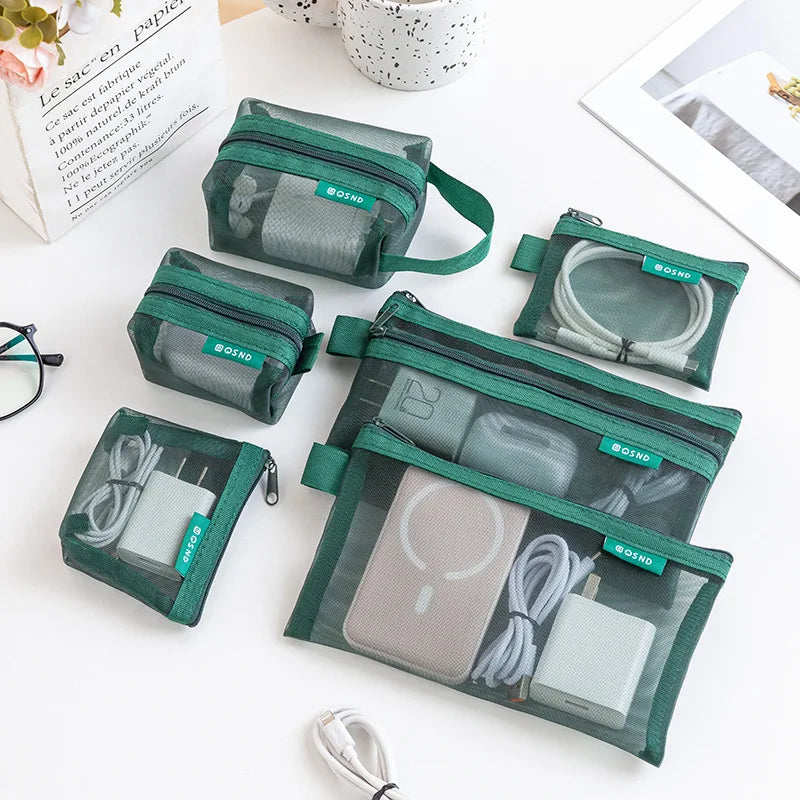 6-Pack Transparent Mesh Coin Purse Set – Travel Organizer Coin Purse Set Richie's green 6pcs