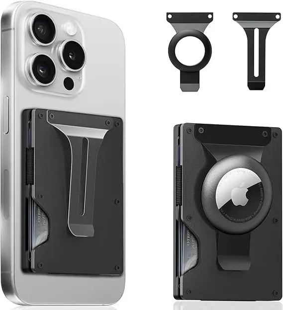 Zeeker 5-in-1 Minimalist Wallet with AirTag Slot & Money Clip Minimalist Wallet Richie's Black