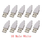 10Pcs USB 2.0 Type A Male Female 4-Pin Soldering Connector USB Soldering Connector Richie's White 10M