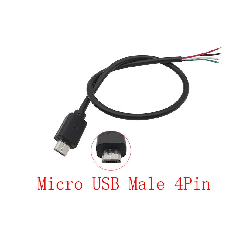 USB Connector Cable Micro USB Type C USB 2.0 A Male Female DIY USB Connector Cable Richie's Micro Male 4Pin 1M 1Pcs