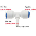 5Pcs RO Water Tee Quick Connector 1/4" 3/8" OD Pipe Fitting Pipe Tee Connector Richie's PE 3I8-3I8-3I8 Plug