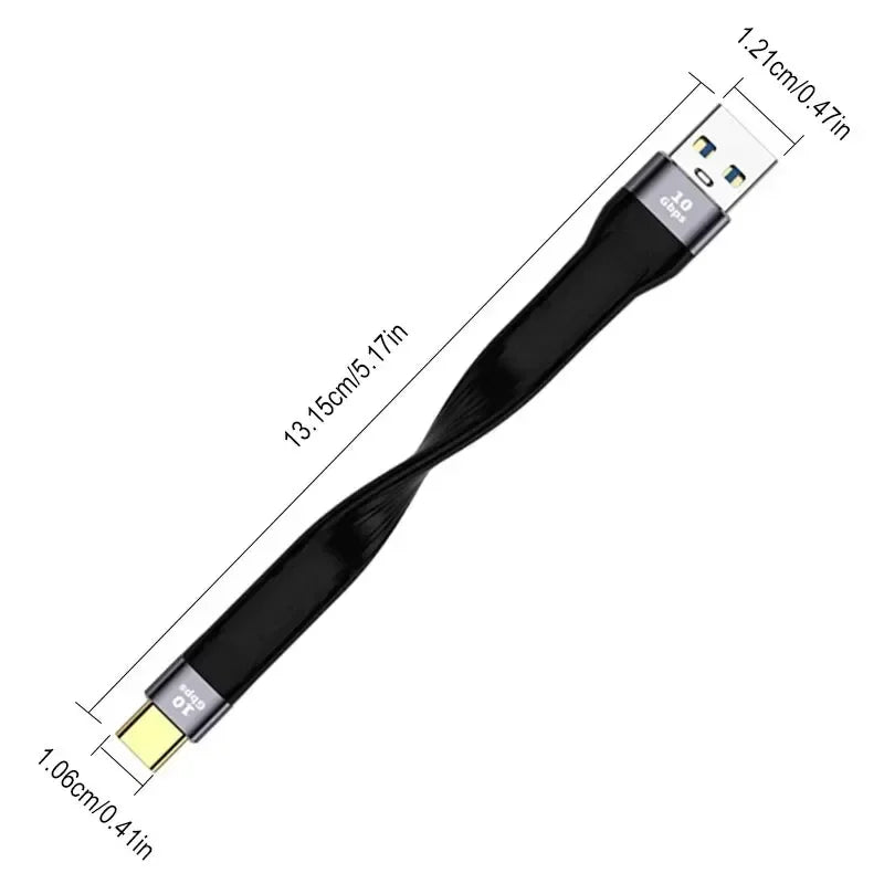 USB-A to USB-C PD Fast Charging Cable 10Gbps Ultra-Short 13cm USB Charging Cable Richie's