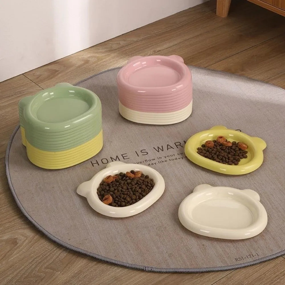 Cute Bear PP Plastic Cat & Puppy Food Bowl | Anti-Tip Dish Pet Food Bowl Richie's