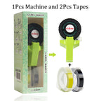 Handheld 3D Embossing Label Maker Manual Typewriter + 2 Tape Rolls Embossing Label Maker Richie's Green Label Maker 9mm