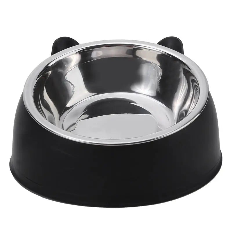Stainless Steel Cat Bowl 15° Tilted Non-Slip Pet Food Dish Pet Feeding Bowl Richie's black