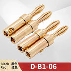 Gold-Plated Brass 4mm Banana Plugs Solderless Speaker Connectors Speaker Banana Plugs Richie's D-B1-06 2 pair