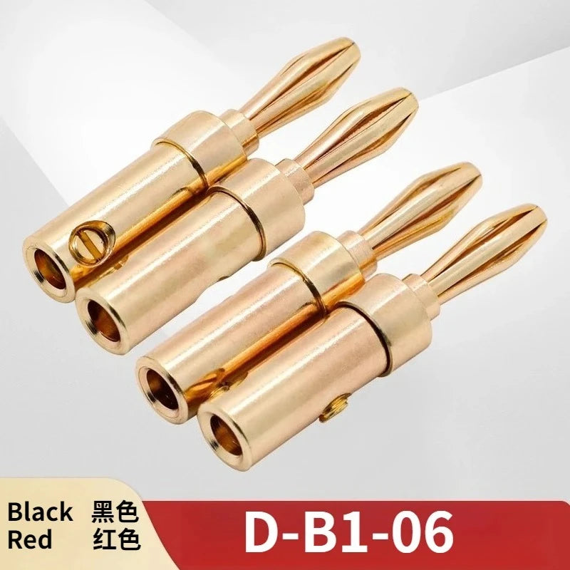 Gold-Plated Brass 4mm Banana Plugs Solderless Speaker Connectors Speaker Banana Plugs Richie's D-B1-06 2 pair