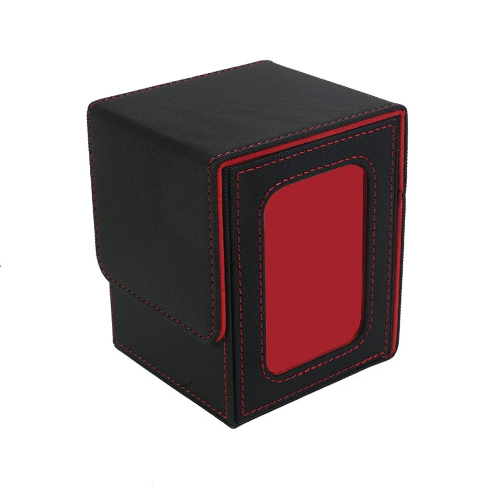 PU Leather Card Deck Box with Window – MTG Card Organizer Card Deck Box Richie's Black Red
