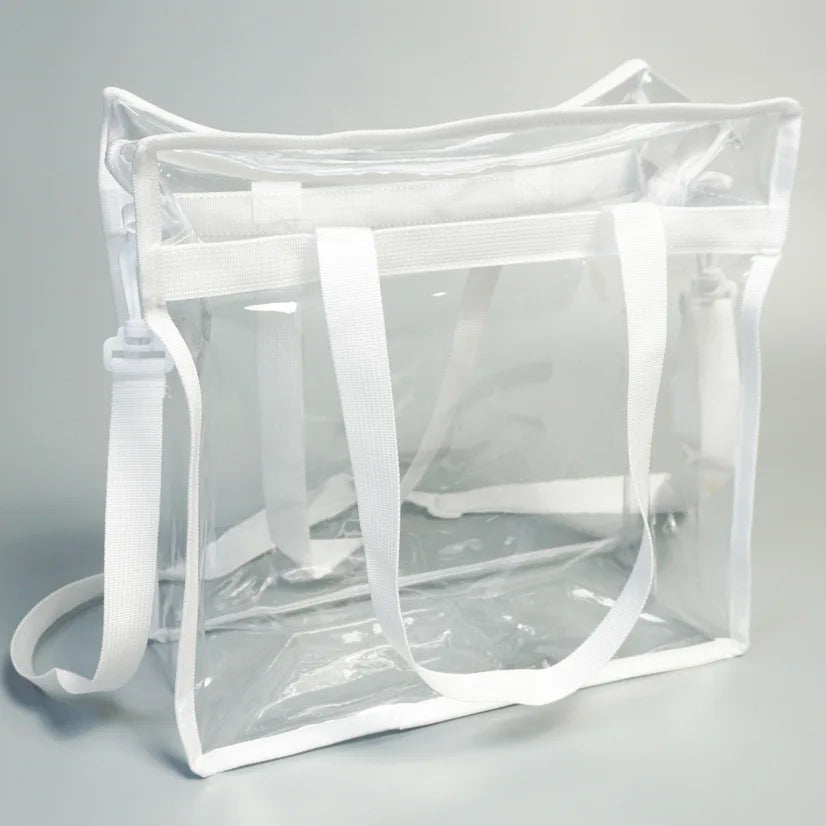 Transparent Waterproof PVC Tote Bag | Large Crossbody Shoulder PVC Tote Bag Richie's White