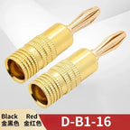Gold-Plated Brass 4mm Banana Plugs Solderless Speaker Connectors Speaker Banana Plugs Richie's D-B1-16 1 pair