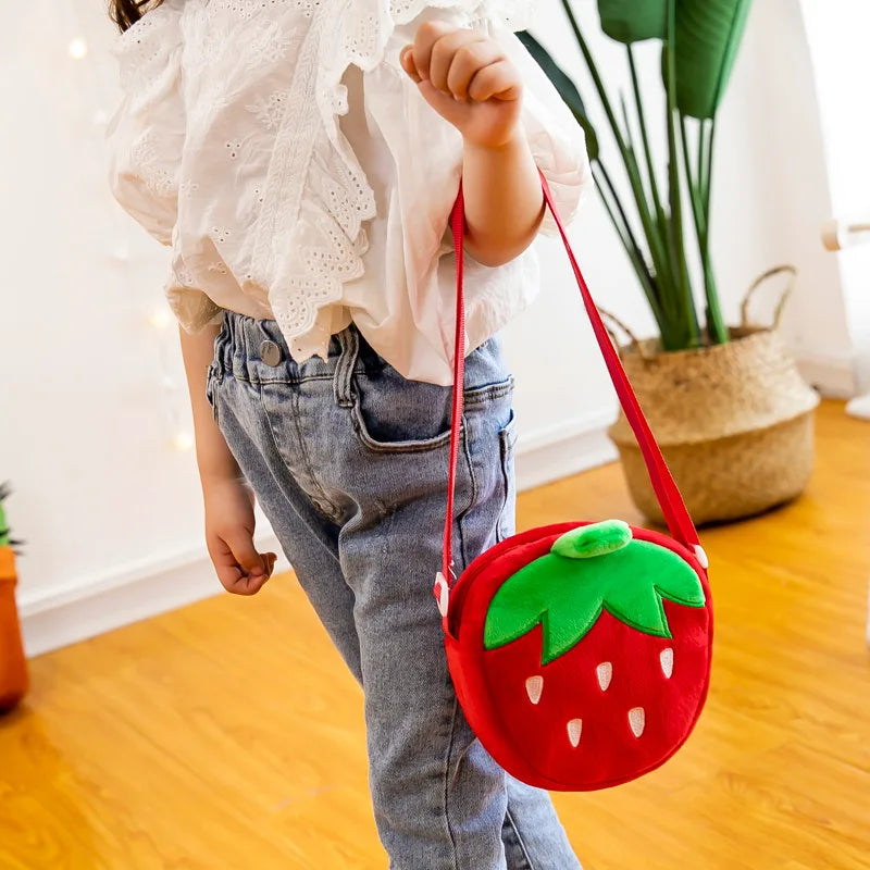 Cute Plush Strawberry Kids Mini Shoulder Bag & Coin Purse Kids Shoulder Bag Richie's