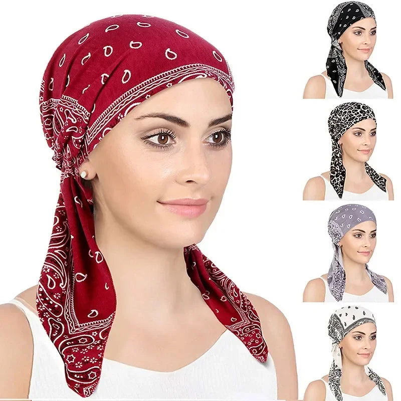 Women's Printed Turban Hat Pre-Tied Head Scarf Cotton Hijab Turban Head Scarf Richie's