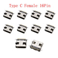 10Pcs USB Type-C 16 Pin Female Connector PCB Soldering DIY USB-C Connector Richie's F
