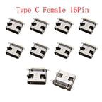10Pcs USB Type-C 16 Pin Female Connector PCB Soldering DIY USB-C Connector Richie's F