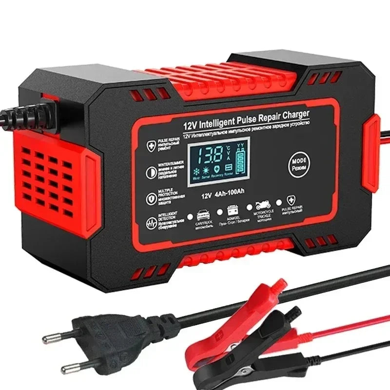 12V 6A Intelligent Car Battery Charger LCD Pulse Repair Lead Acid Car Battery Charger Richie's