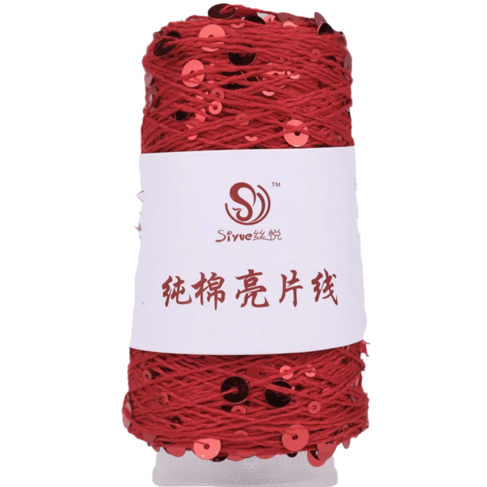 Sequin Bead Hand Knitting Yarn – Sparkle DIY Craft Thread Knitting Yarn Richie's Red