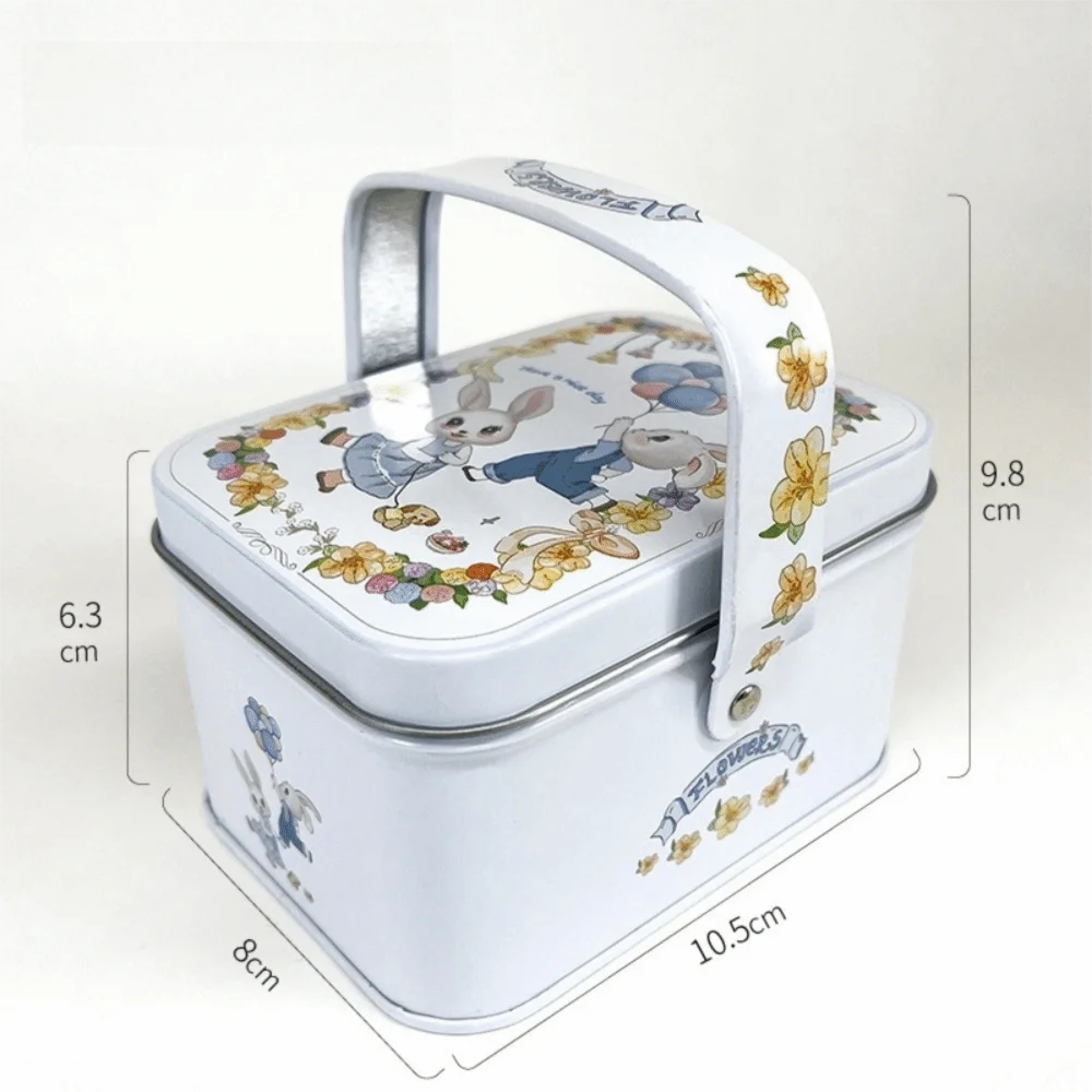 Rabbit Tinplate Candy Gift Box with Handle – Party Favor Tin Tin Storage Box Richie's Style B 5x5x5cm
