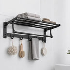 Foldable Aluminum Towel Rack Wall Mount Matte Black Rustproof Wall Towel Rack Richie's